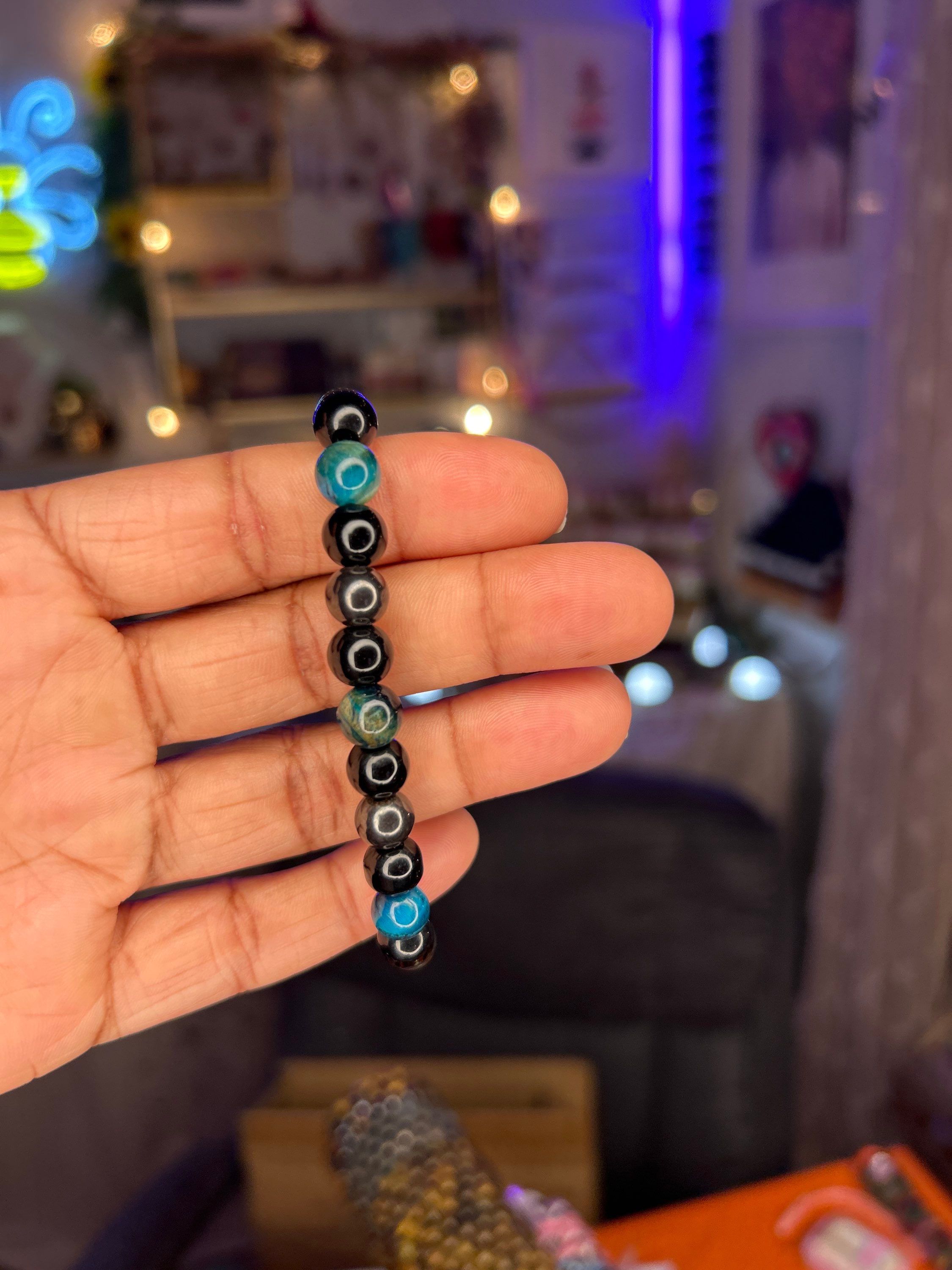 Blue Tigers Eye|Hematite|Obsidian Beaded Bracelet