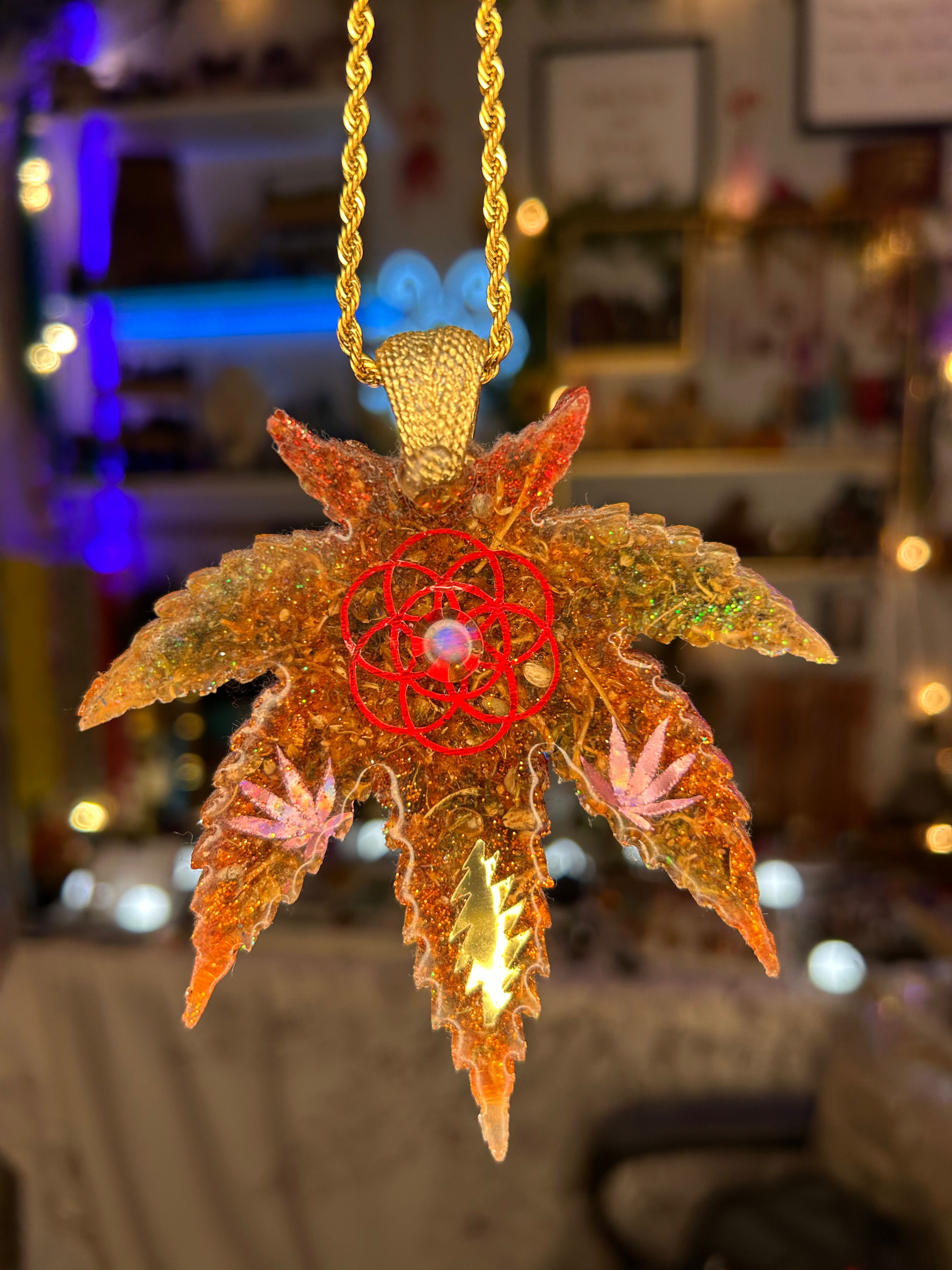 Seed Of Life Cannabis Necklace 