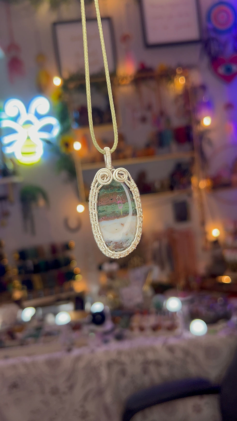 Thumbnail: Silver Ocean Agate Necklace