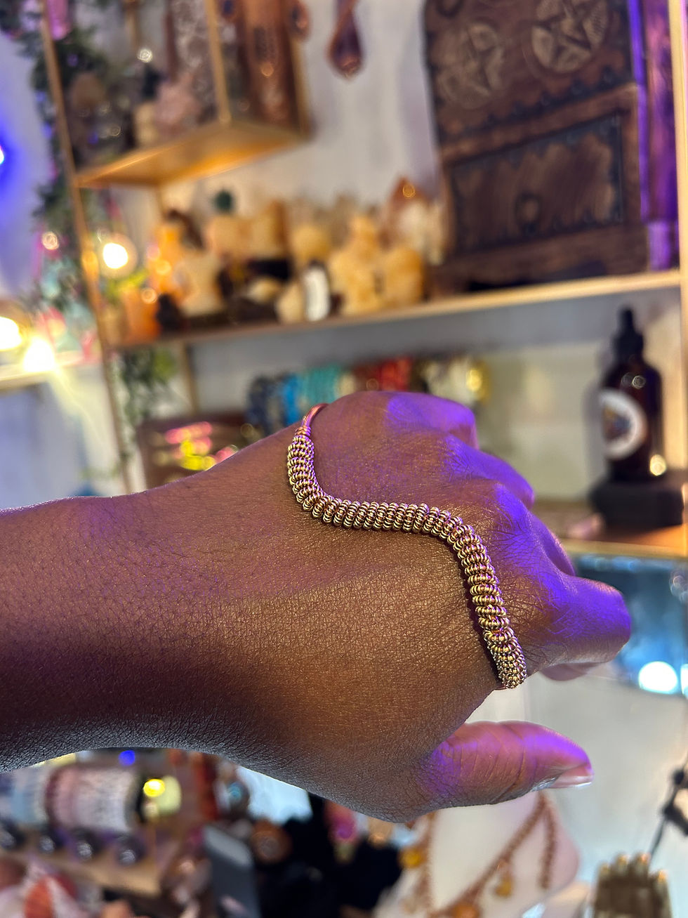 Thumbnail: Copper + Brass Coil Hand Cuff