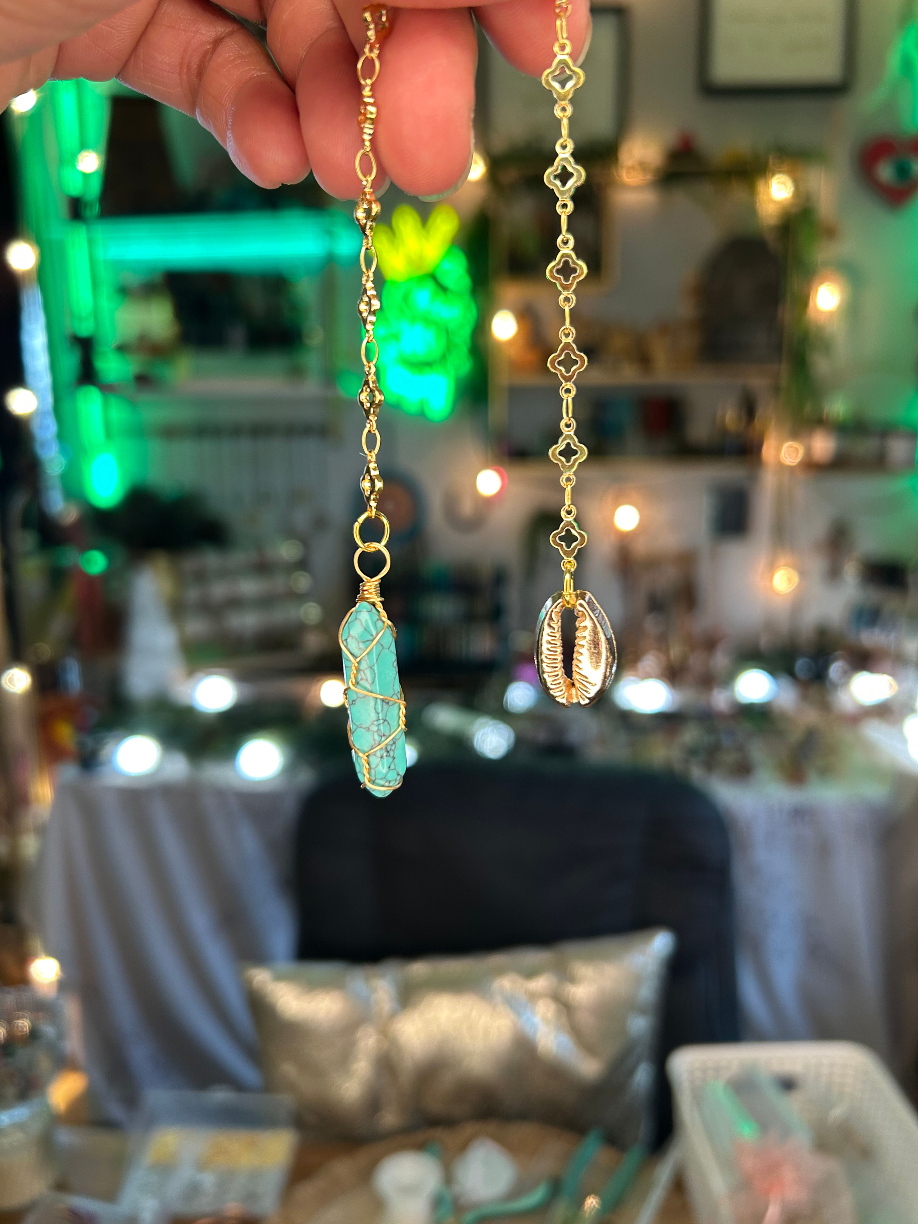 Gold Blue Turquoise Pendulum