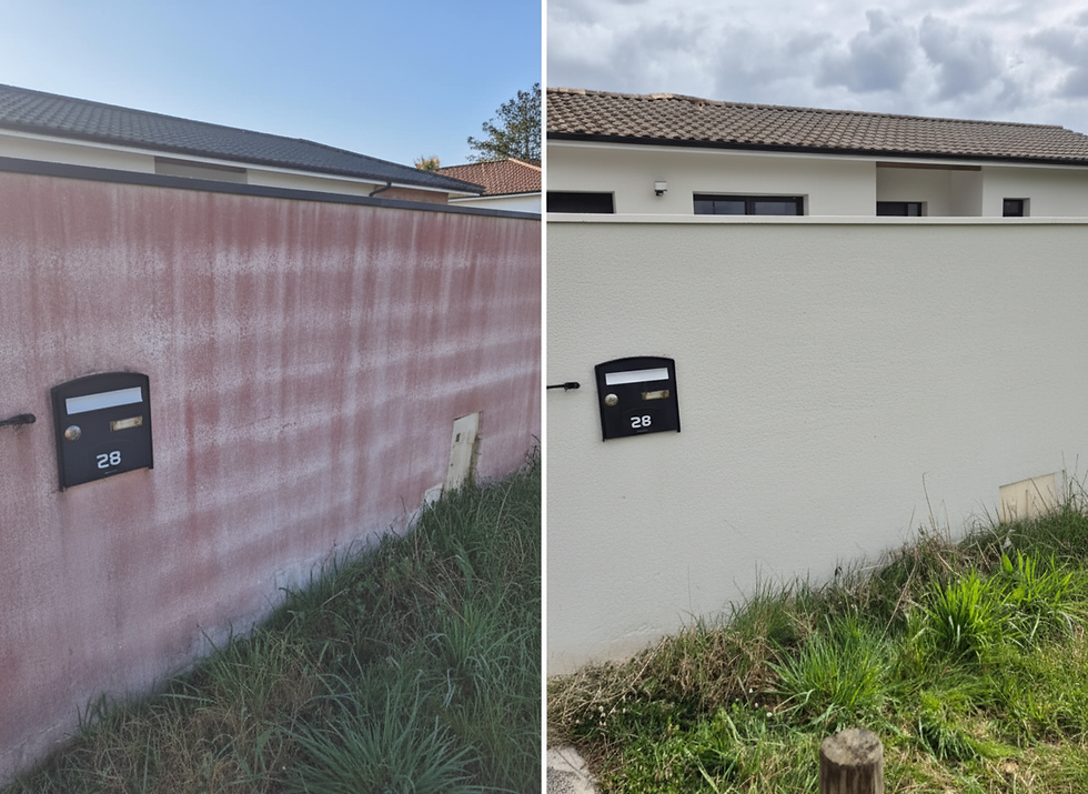 Mur extérieur avant et après nettoyage à la vapeur