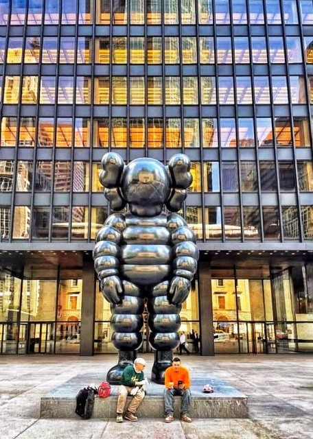 KAWS' 20-Foot-Tall 'WHAT PARTY' New York's Seagram Building