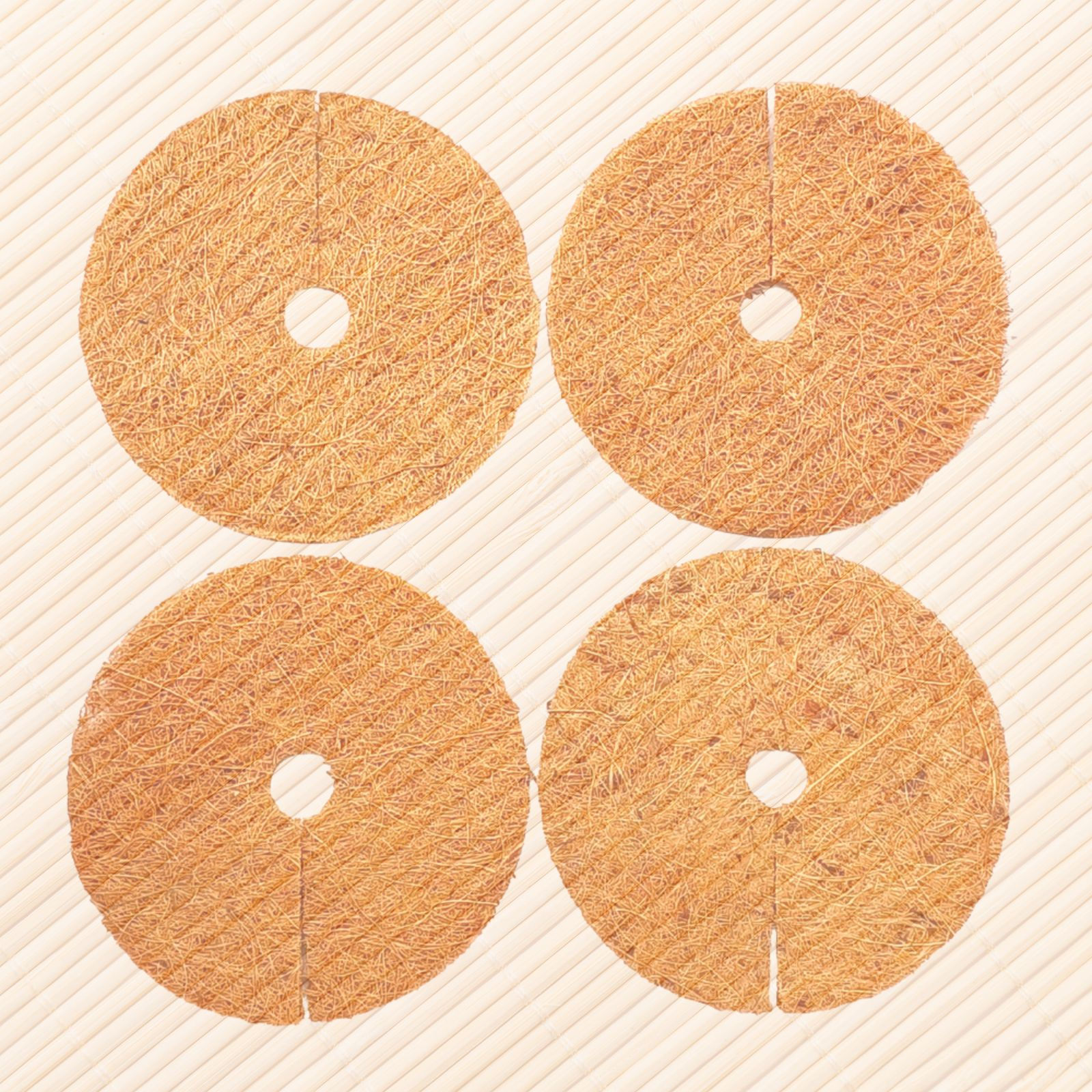 Fulora coconut coir fiber mulch mat (6 inch - Pack of 4) for growing plants