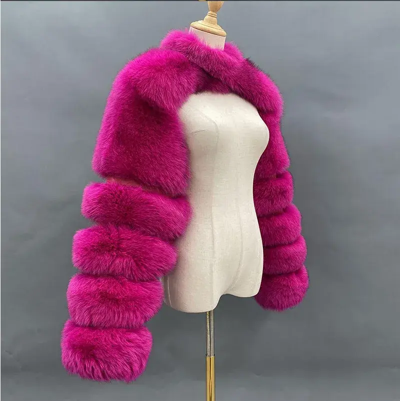 Thumbnail: Crop Top Faux Fur  Fox Hair Fur Coat
