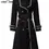 Thumbnail: Vintage  Women's Black Double-Breasted Belt Multi-Pocket Warm Slim Fit Coat