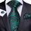 Thumbnail: Gift Men Tie Teal Green Paisley Plaid Silky
