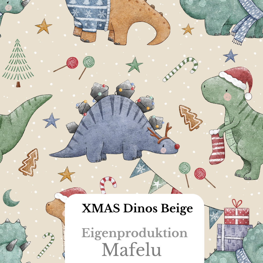 Vorbestellung Bio Premium Ripp Jersey XMas Dinos Beige