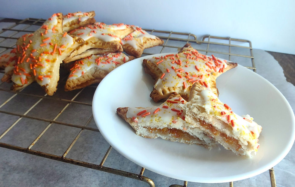 orange marmalade pop tart broken open on plate