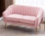 curved pink couch