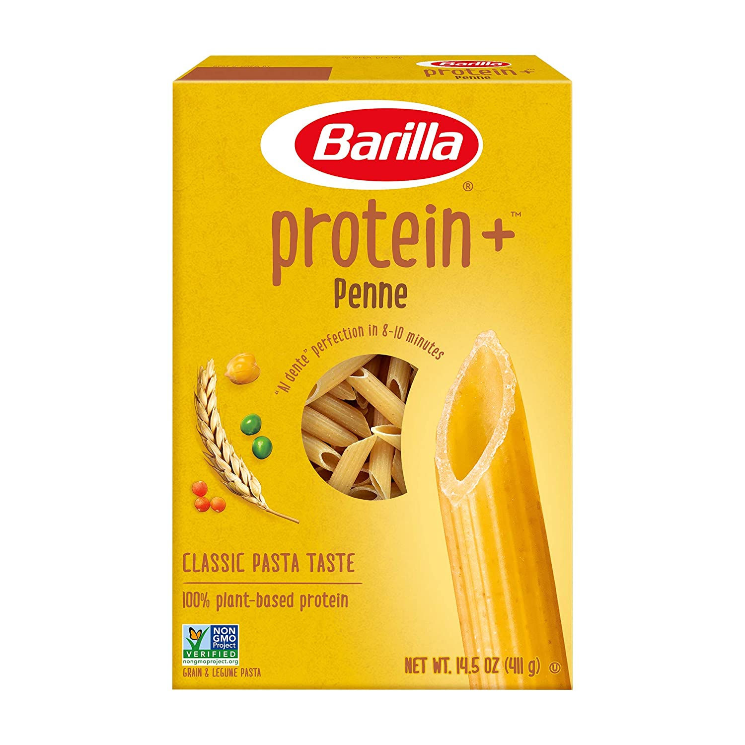 BARILLA Protein+ (Plus) Penne Pasta - Protein from Lentils, Chickpeas & Peas - Good Source of Plant-Based Protein - Protein P