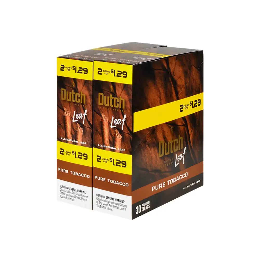 DUTCH LEAF 2 FOR $1.29 CIGARILLOS 30 PACKS OF 2 PURE TOBACCO