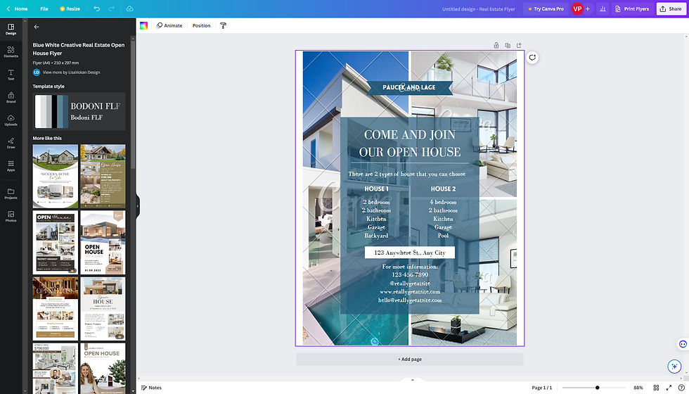 If you offer virtual tours for properties, create virtual tour flyers using Canva.