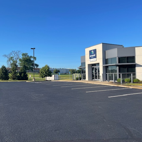 Patched, crack filled, sealcoated and re-striped multiple location parking lots for a St. Louis based credit union.