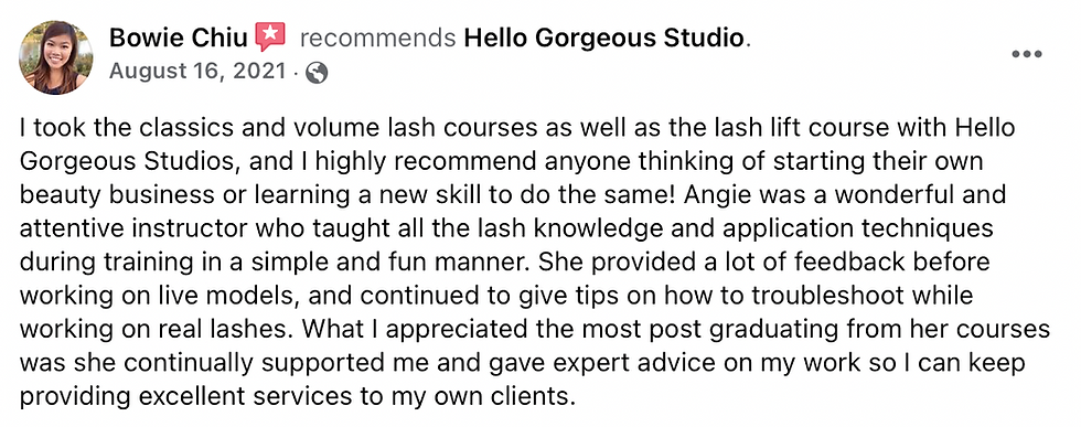 lash extension brows client customer review