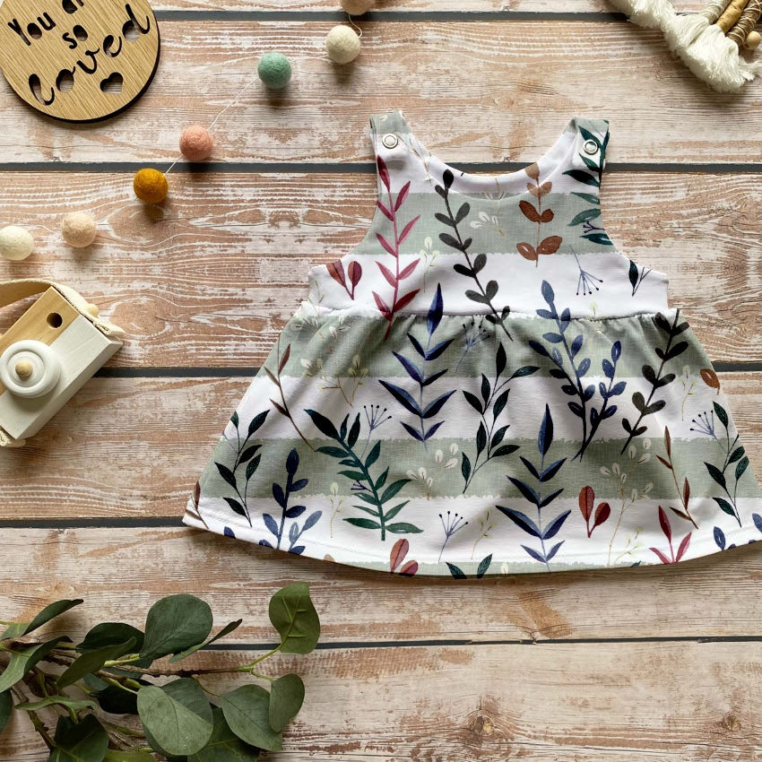Spring Leaves Pinafore Dress