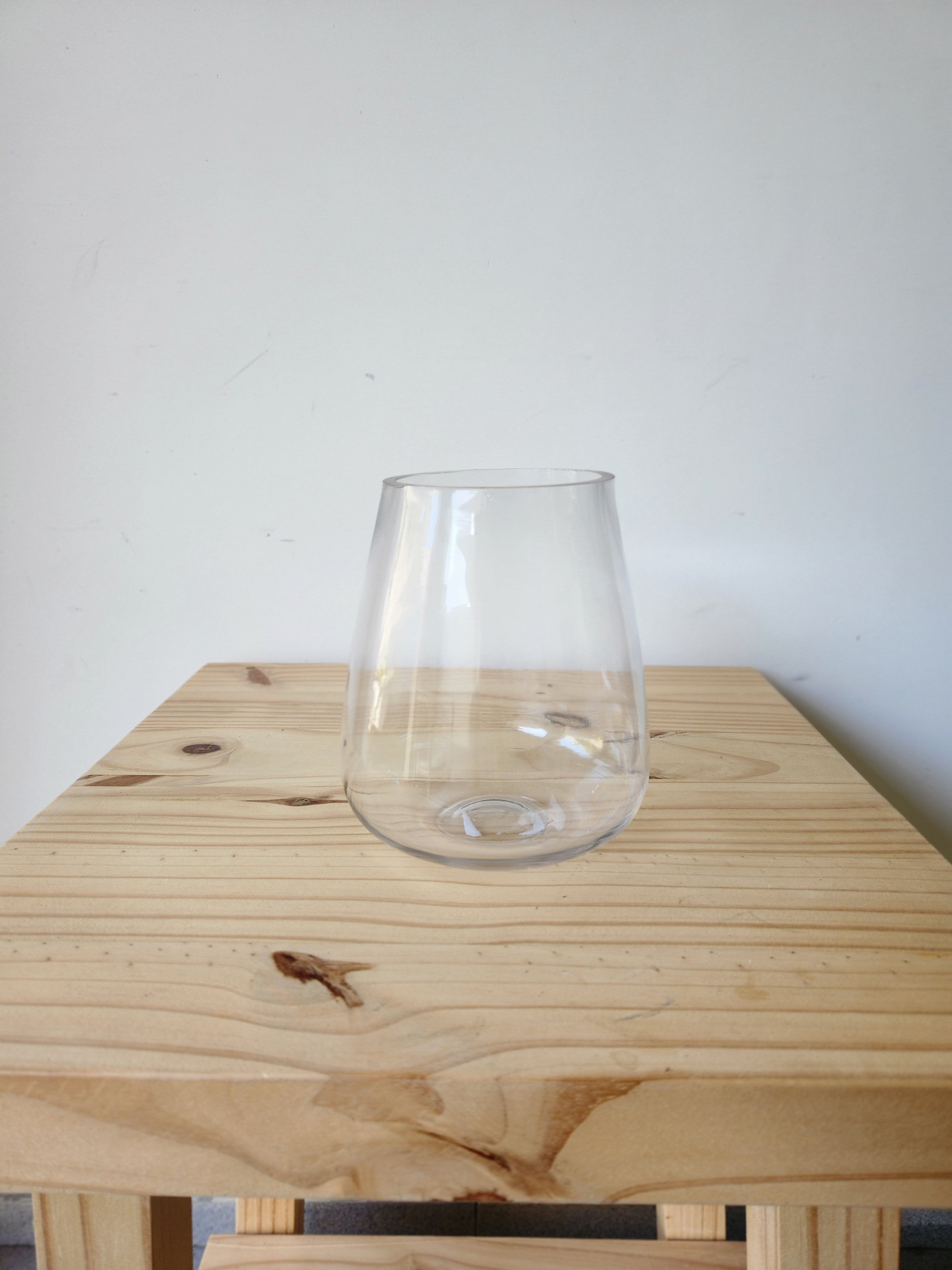 Florero de vidrio circular bombé 18 cm