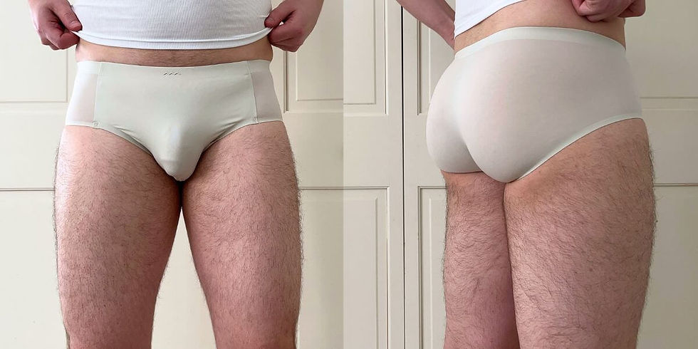 The Underwear Review showcasing front and back views of the AsWeMove Aspire Briefs.