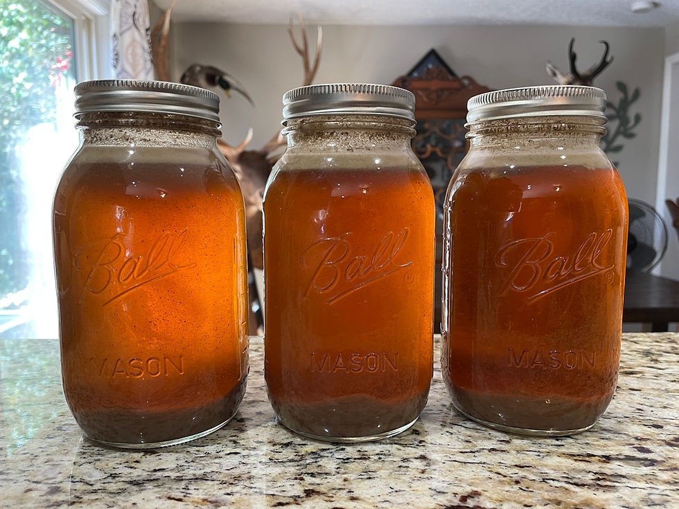 Venison and elk bone broth in Ball canning jars