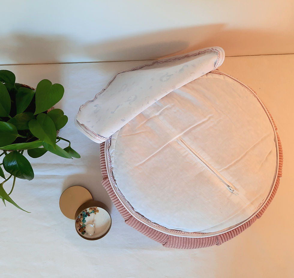 Miniature : Coussin de méditation enfant velour rose et motifs licornes