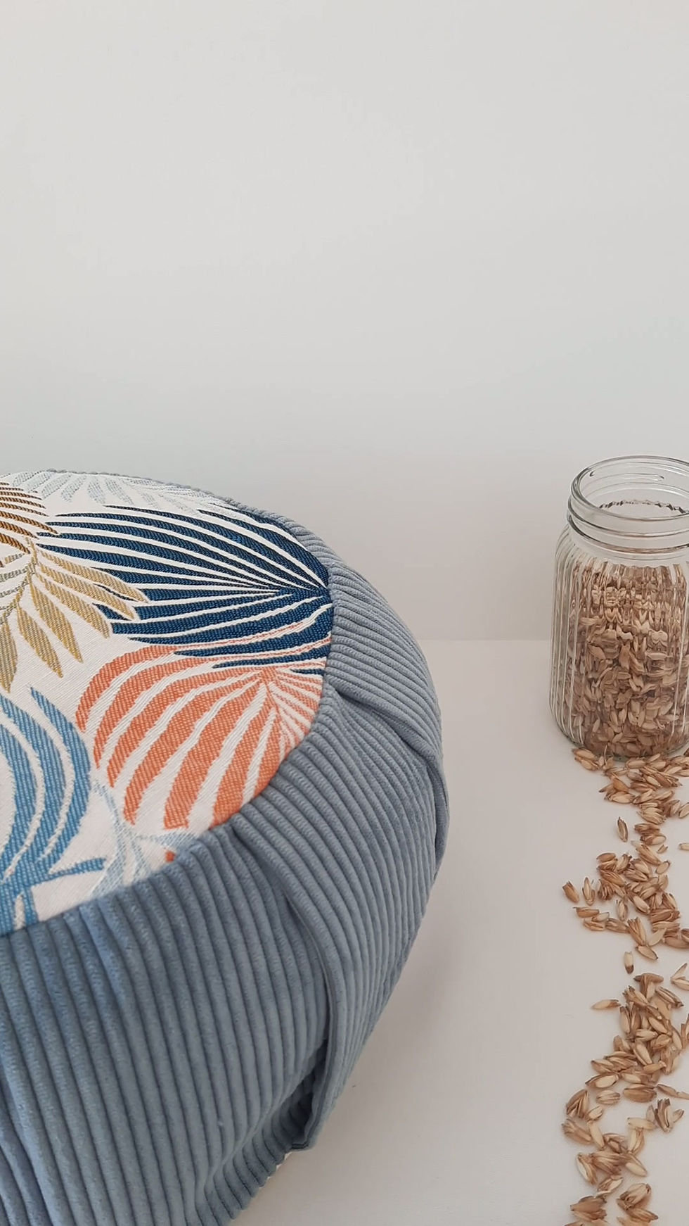 Miniature : Zafu velours bleu & palmes