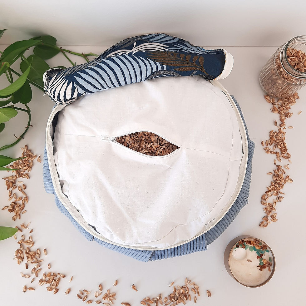 Miniature : Zafu velours bleu & palmes