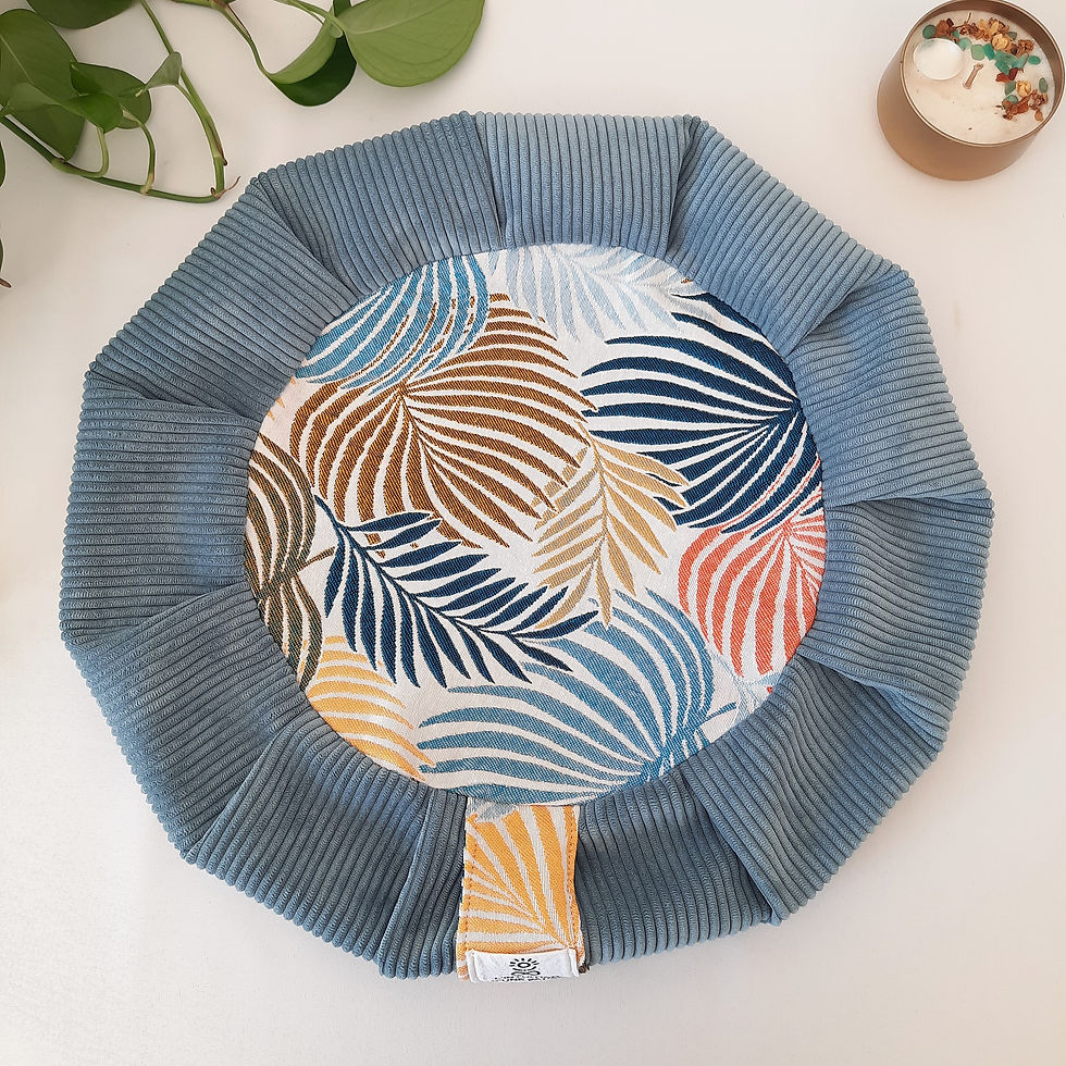 Miniature : Zafu velours bleu & palmes