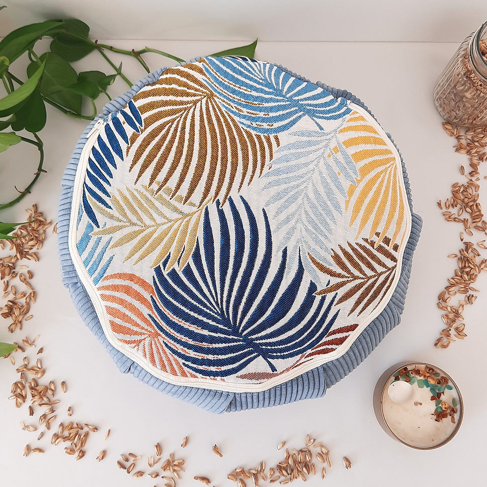 Miniature : Zafu velours bleu & palmes