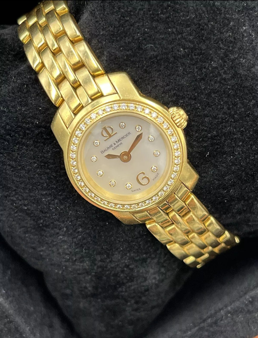 Ladies Baume & Mercier Capeland Quartz 18K Yellow Gold MOP Factory Diamond