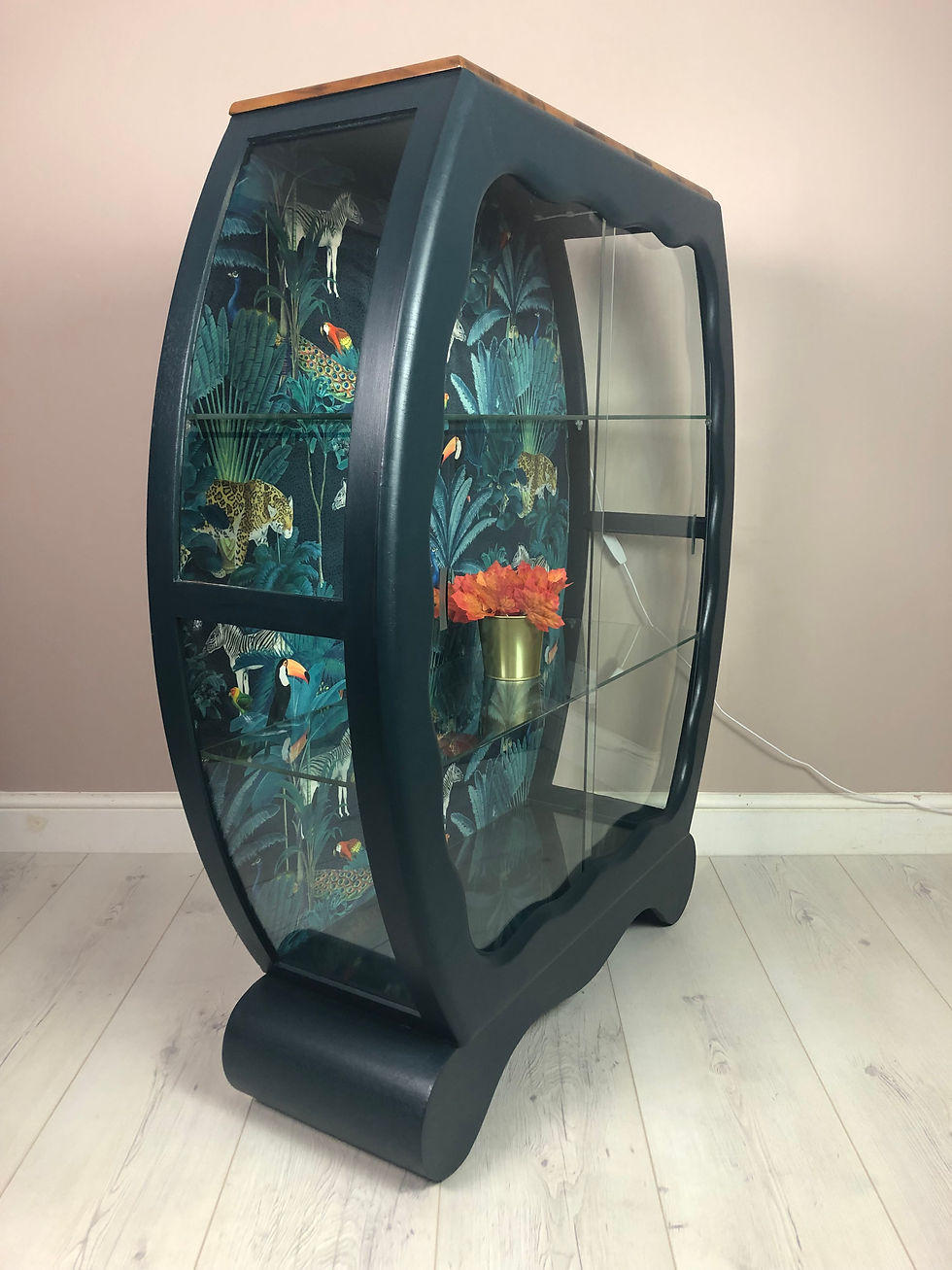 Thumbnail: Art Deco curved cocktail - display cabinet