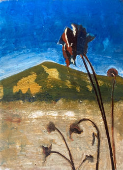 'Hello Heliotopos', egg tempera on gesso ground, 2023