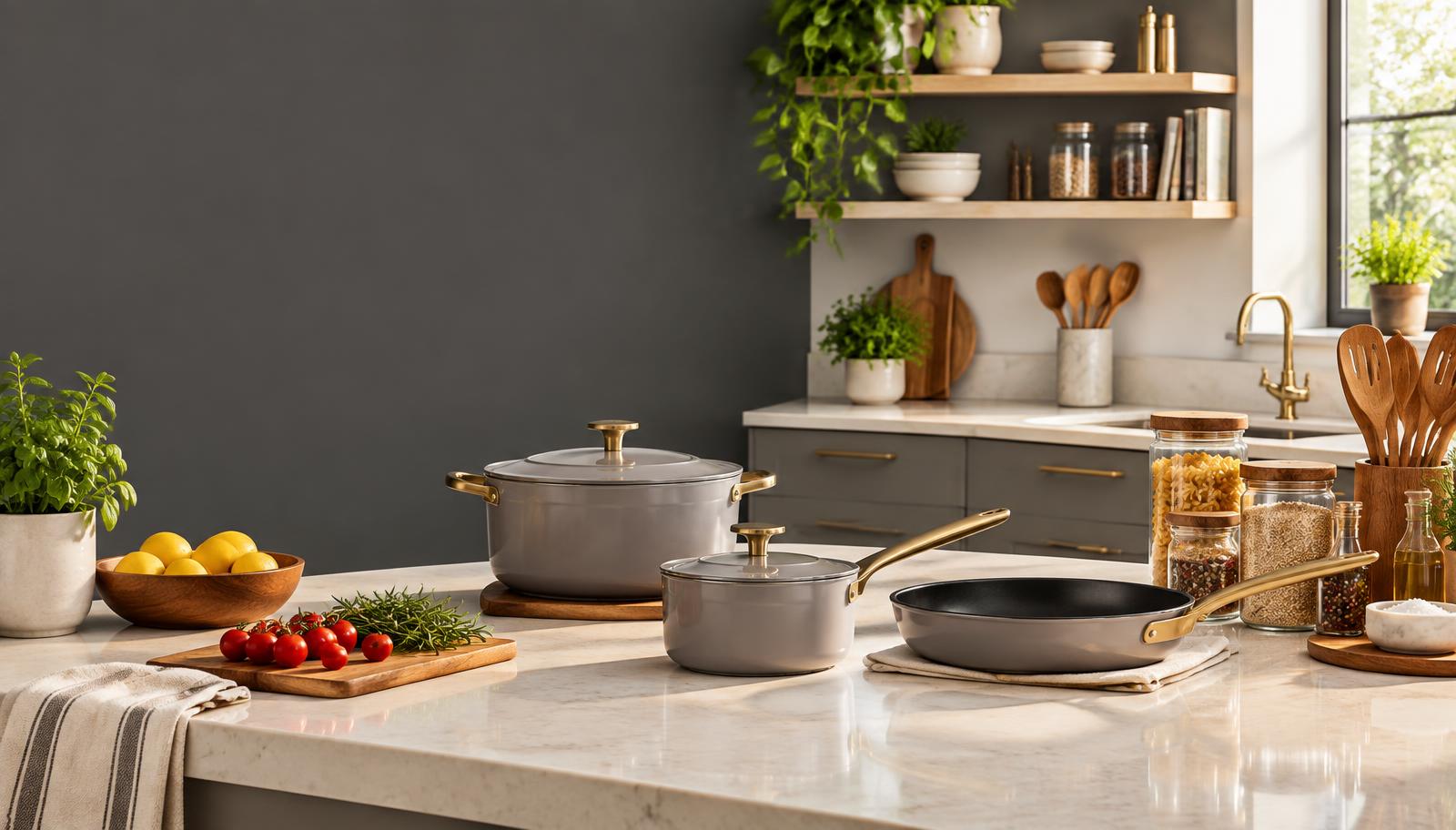 Cocina contemporánea con ollas y utensilios ZALIO