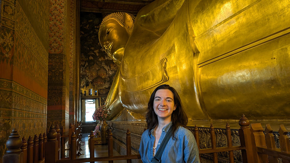 Big Buddha (actually named the Reclining Buddha) rests at 46 meters long and 15 meters high. He's actually not the biggest reclining Buddha in the world, or even in Thailand, but he's spectacular nonetheless.