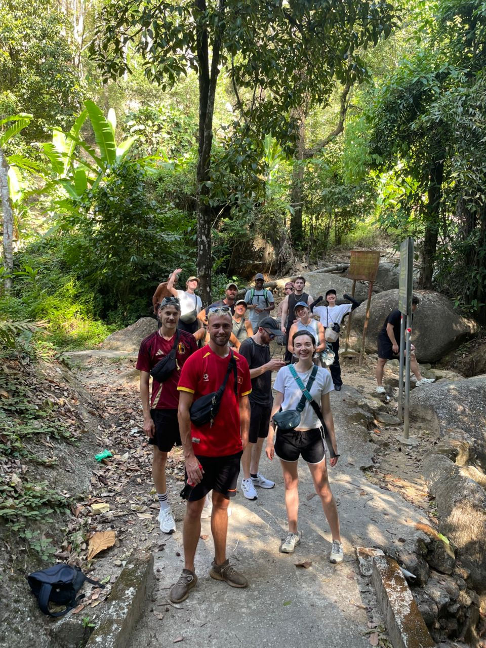 Hiking buddies in action. The man in the front is a pro hiker from the Netherlands who has hiked to Mt. Everest's base camp. He smokes a pack of cigarettes a day to keep his lungs humble.