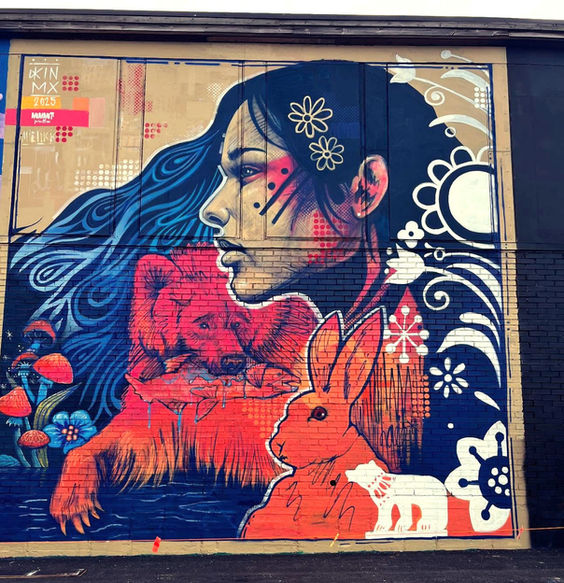 Goddess Mieliki , Goddess of the forest , female street art, street art woman