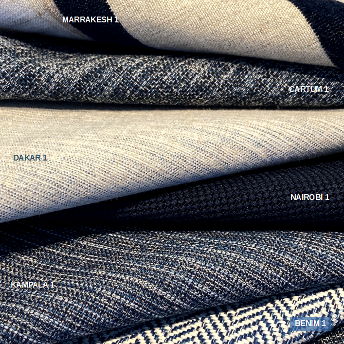 Miniatura: TECIDO PARA SOFÁ LINHO MARRAKESH 1 AZUL NAVY COM NATURAL