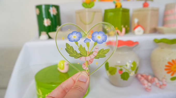 Ipomoea Worm Heart - Transparent Vinyl Sticker