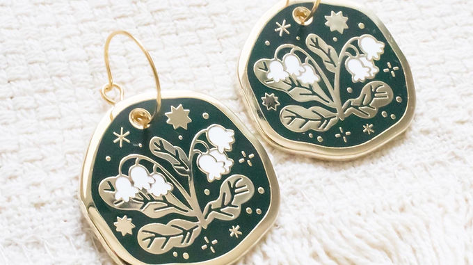 Snowdrop Enamel Earrings