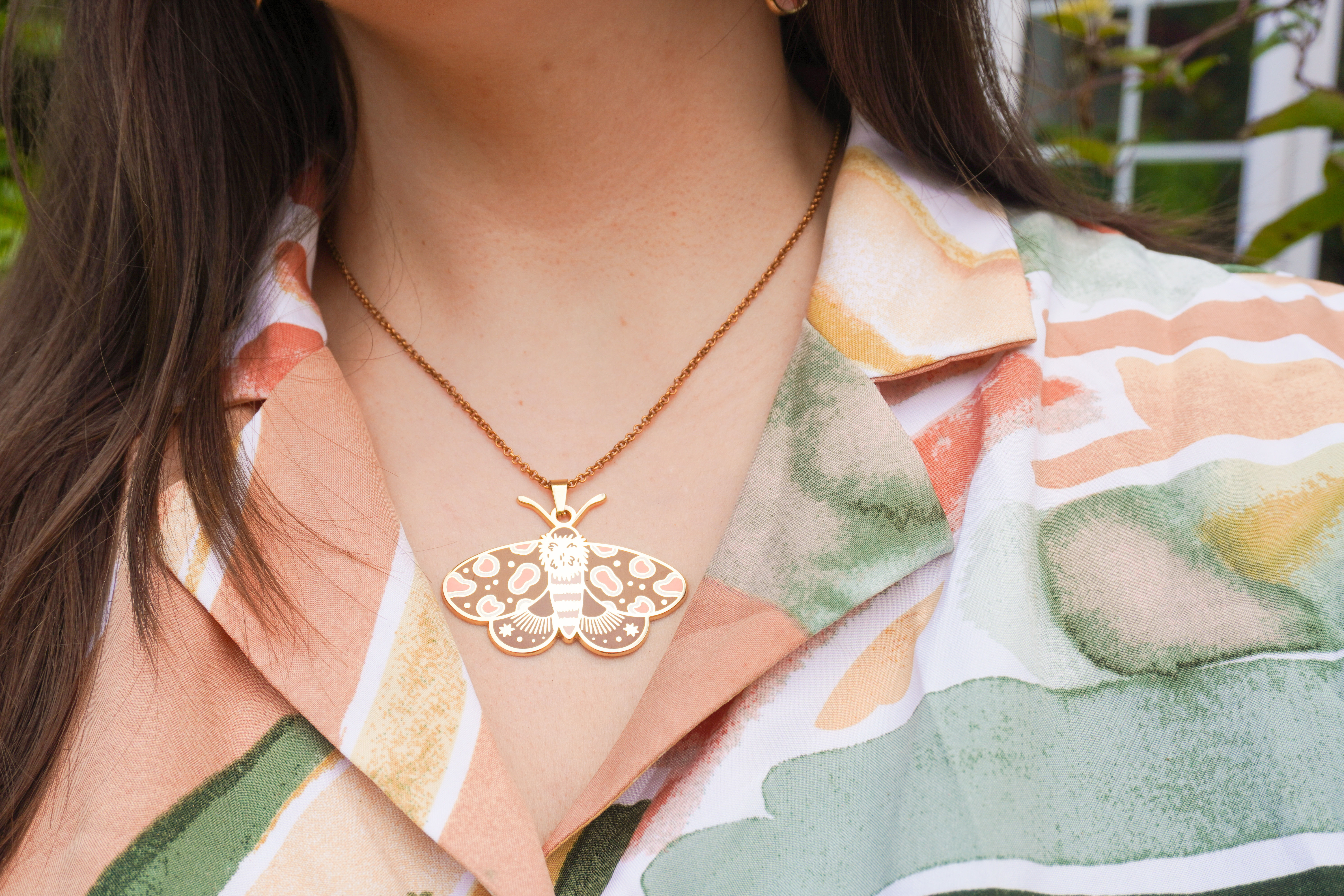 Moth Enamel Necklace