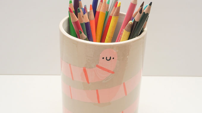 Earthworm Earl Pencil Pot / Decorative Vase