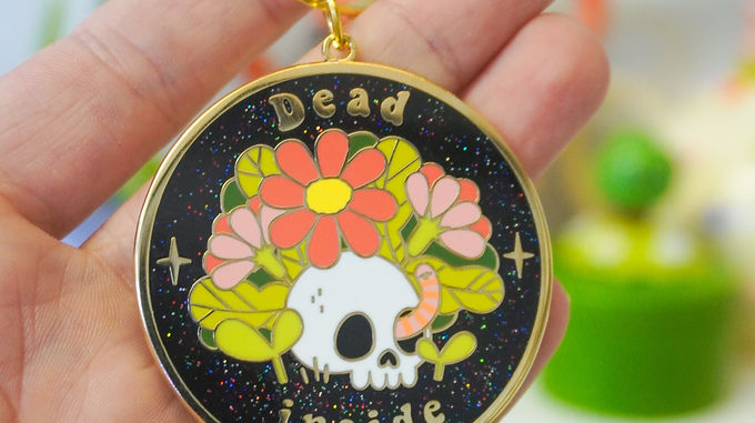 Dead Inside - Glitter Enamel Keyring