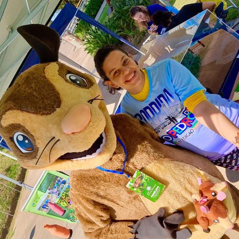 Mascotes Vitória da Restinga interagindo com o público em Vitória - ES / Foto: Leonardo Merçon