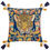 Thumbnail: Royal blue velvet cushion cover features striking leopard motif, framed by vibrant florals with tri-coloured tassel trim