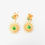 Thumbnail: Crystal Quartz Drop Earrings featuring a central Emerald Green quartz  within a suspended gold sun-ray design.