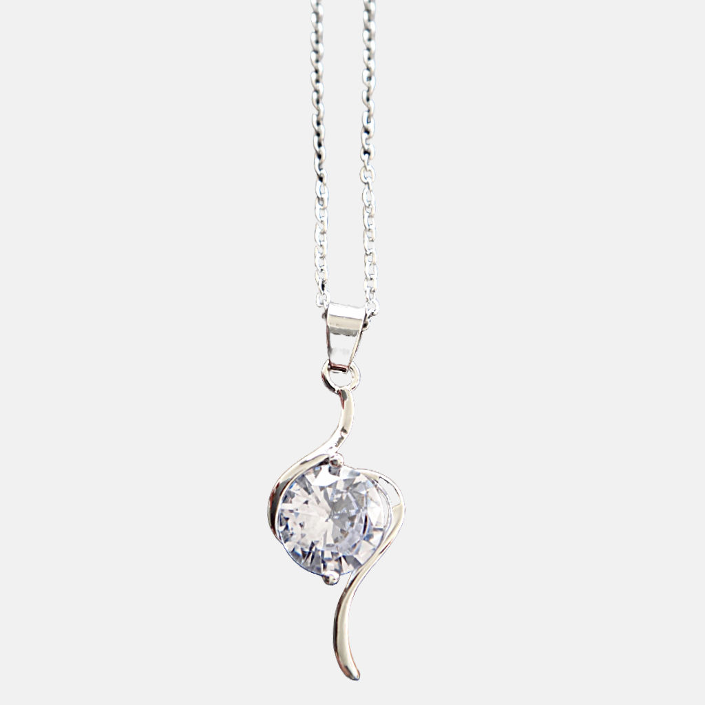 Heart Crystal Pendant Necklace featuring a single large crystal enclosed in a heart shape, complete with a chain.