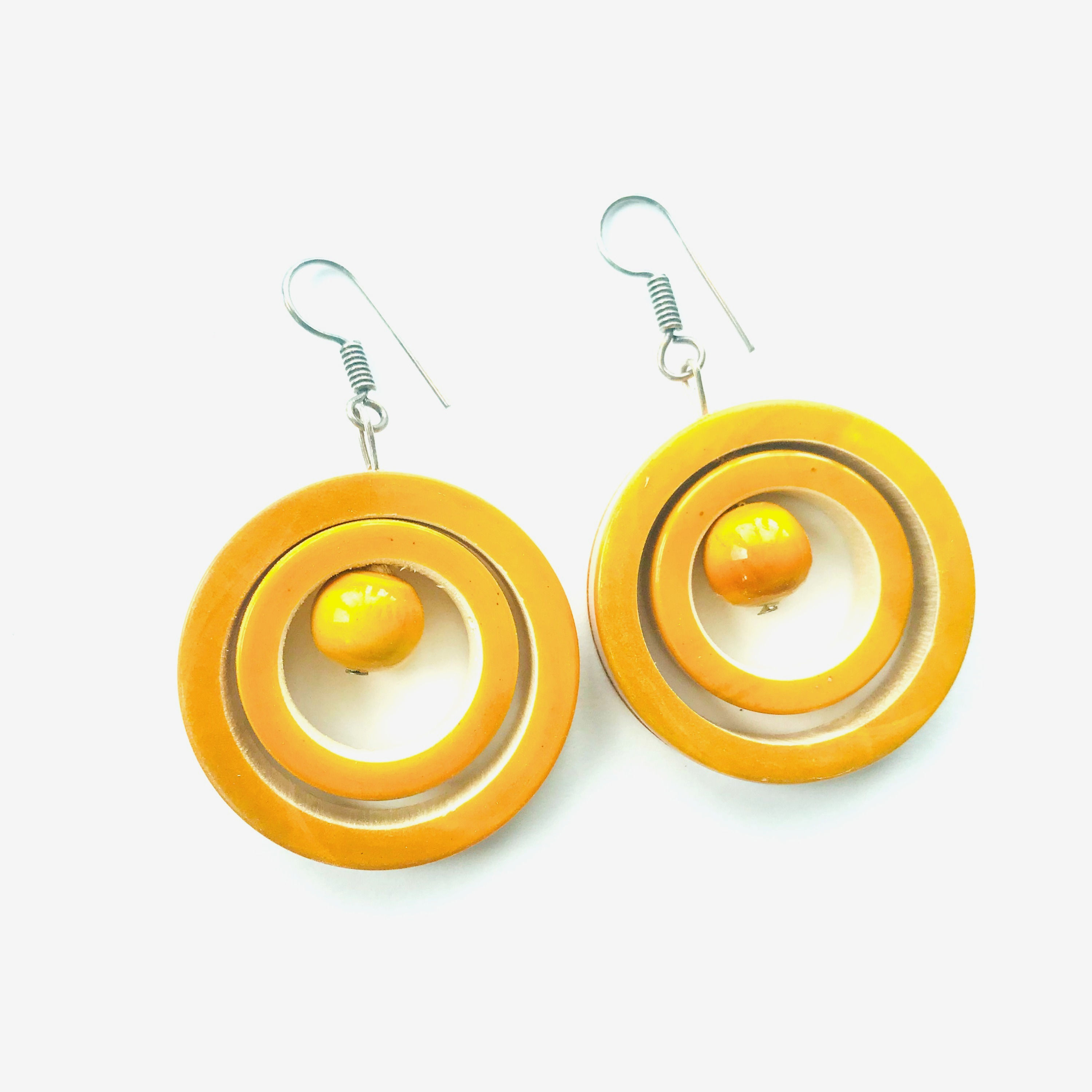 Handmade Drop Earrings - Yellow Rings