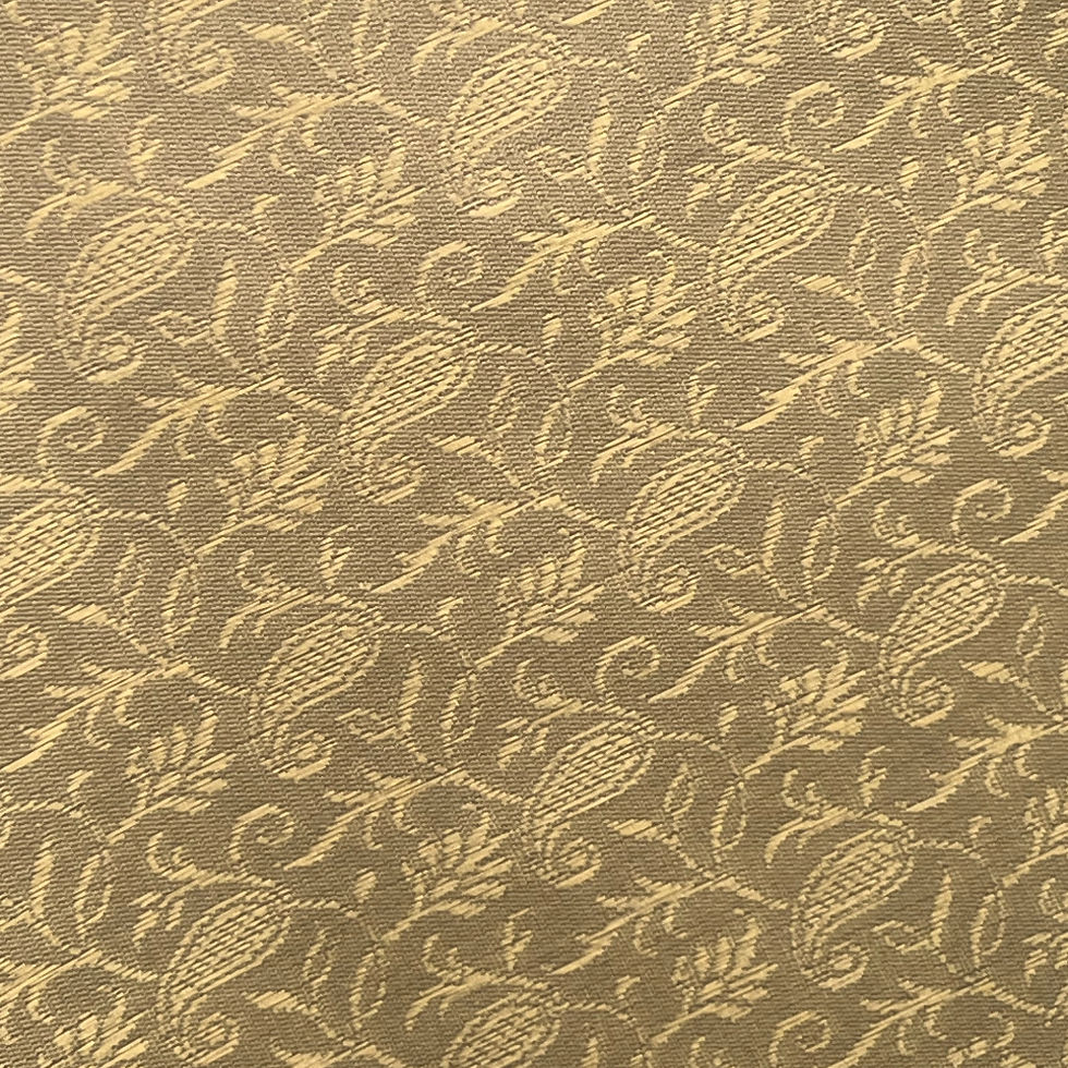 Thumbnail: Handwoven Indian Silk Scarf features paisley motifs in pale gold threads on a pale beige background and gold tassles.