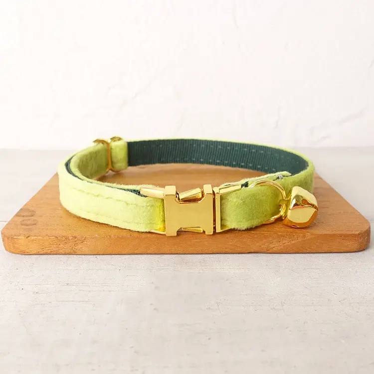 Thumbnail: Personalized Velvet Cat Collar with ID Tag Adjustable Bell Collar