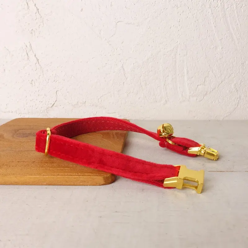 Thumbnail: Personalized Velvet Cat Collar with ID Tag Adjustable Bell Collar