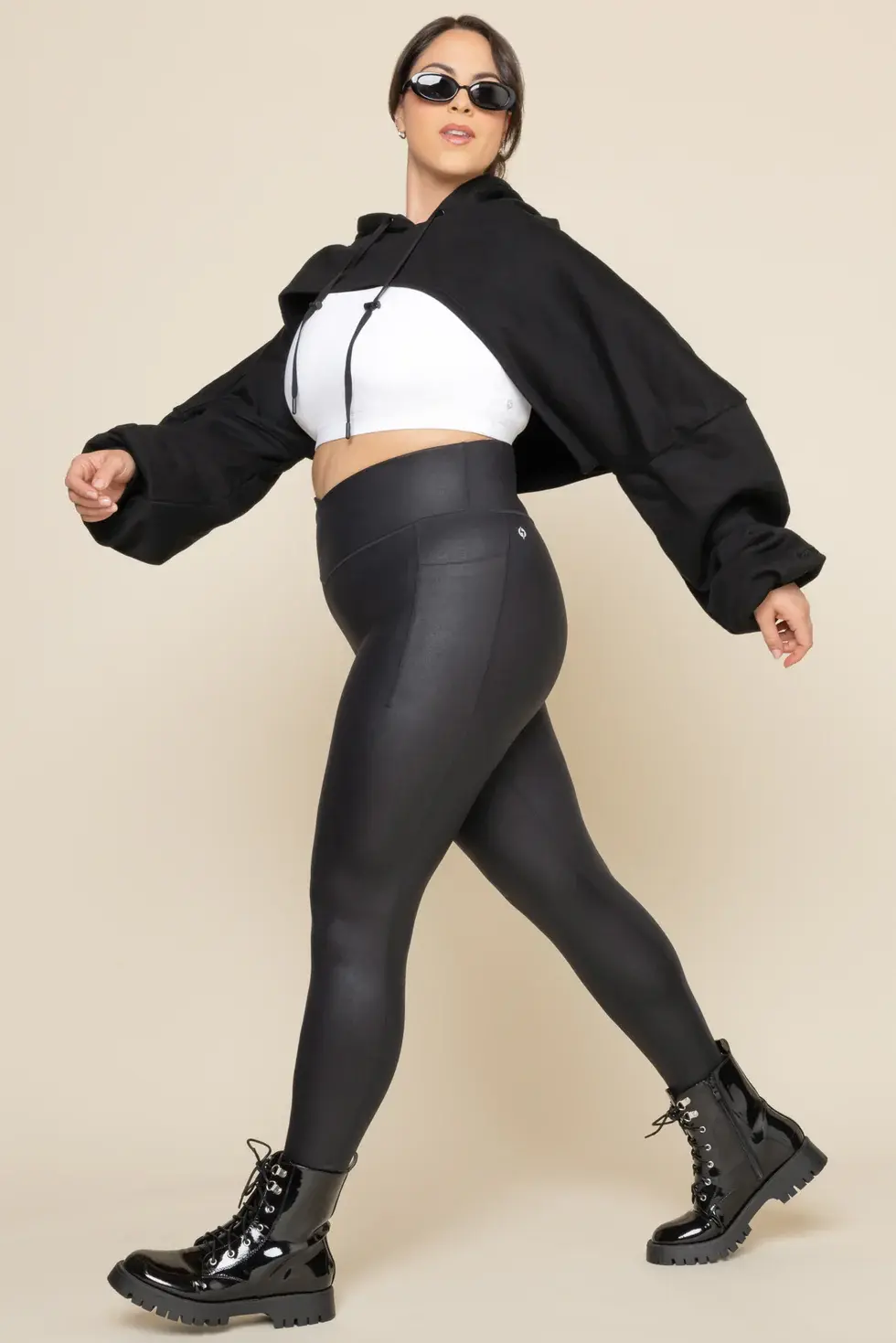Thumbnail: Crisscross Hourglass Faux Leather Leggings by POPFLEX